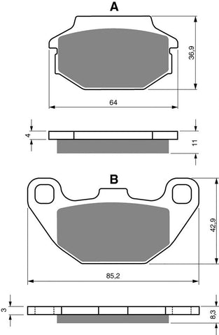 Goldfren AD Rear Brake Pads: Kawasaki KSF90 KSF 90 (2007-2014)