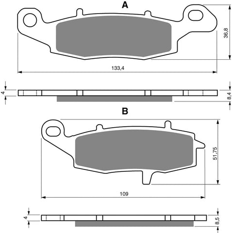 Ceramic Front and Rear Brake Pads Set: Kawasaki ER-6F ER 6F (2006-2016)